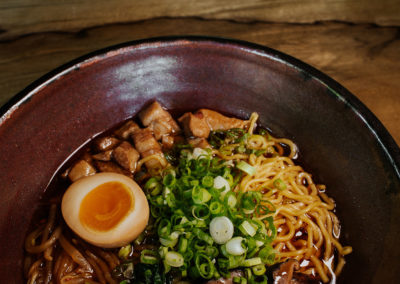 Ramen with meat, pickled egg, and green onion. Photography by Kara Stokes - Hapa Ramen & Whiskey, Portland, Oregon