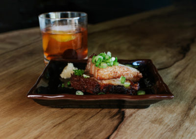 Pork belly and an old fashioned. Photography by Kara Stokes - Hapa Ramen & Whiskey, Portland, Oregon